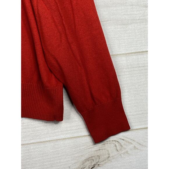 Orvis Sweater Mens L Red 1/4 Zip Long Sleeve Mock Neck Cotton Silk Cashmere - Picture 3 of 10